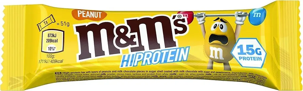 Шоколадний батончик M&M's Hi Protein Peanut Milk Chocolate Bar 51 г