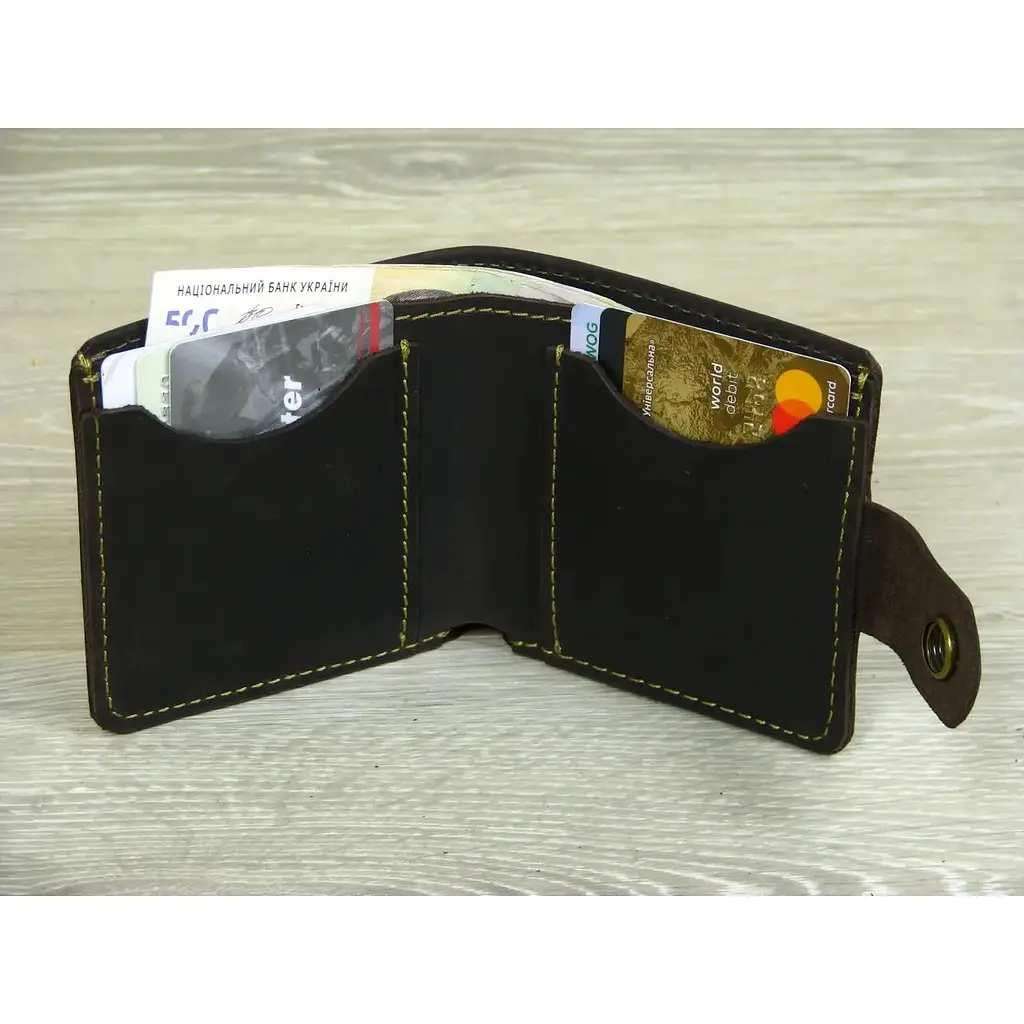 Кошелек GS кожаный коричневый - фото 4