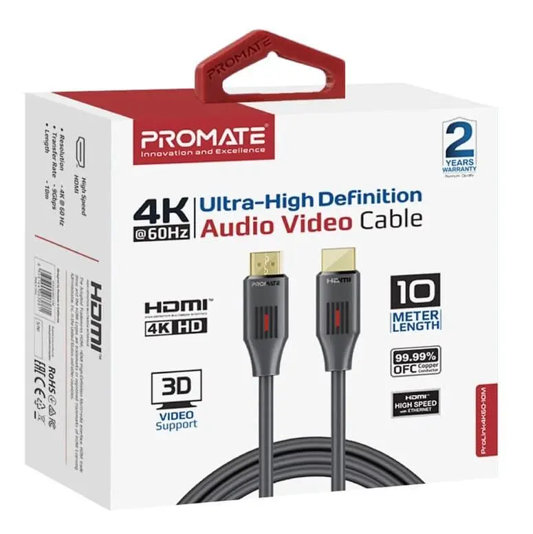 Кабель Promate HDMI-HDMI V 2.0 10 м (prolink4k60-10m) - фото 2