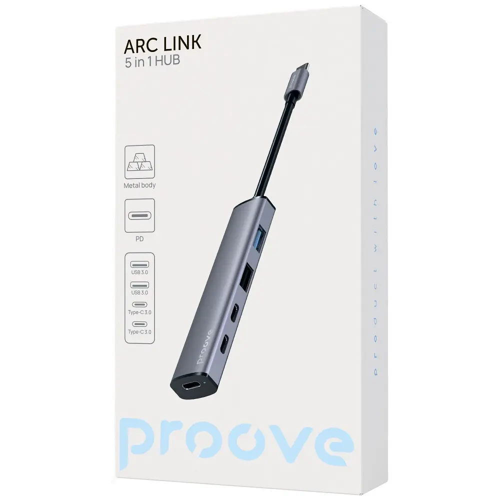 Type-C-Хаб Proove Arc Link 5 in 1 (2*USB3.0 + 3*Type-C3.0) - фото 2