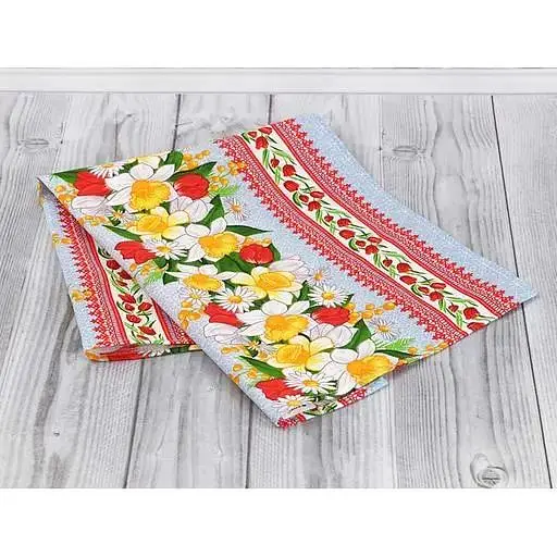 Полотенце вафельное Руно Весенние цветы 3 набивной комбинированный 45х80 см (202.15_Весняні квіти_3) - фото 2