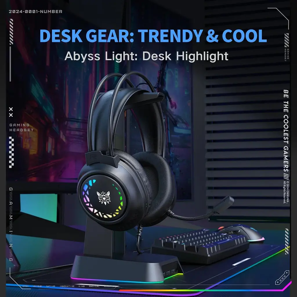 Навушники Onikuma ігрові M-95 Gaming Headset з мікрофоном та RGB підсвіткою для ПК PS4 PS5 Xbox провідні геймерські - фото 6