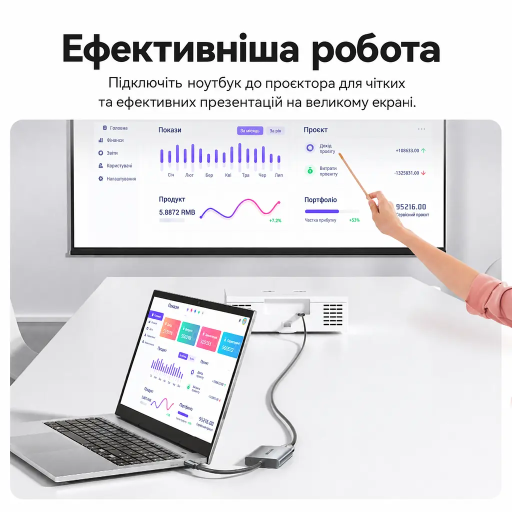 MST-відеоадаптер для двох дисплеїв Vention USB-C штекер на два HDMI-гнізда Одночасний вивід 4K 30 Гц на HDMI 1 та 1080p 60 Гц на HDMI 2 Порт USB-C пристрою має підтримувати DP Alt Mode Для першого використання потрібне налаштування UDisplay Режими дублювання та розширення екрана Сумісність із Windows та macOS З вбудованим кабелем 0,15 м Сірий (ACZHB) - фото 11