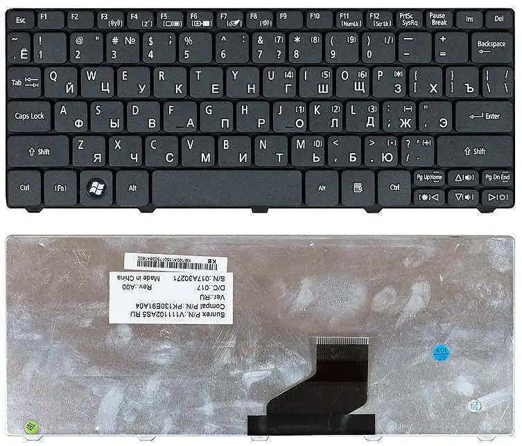 Клавіатура для ноутбука Acer Aspire One 521, 522, 532, 532H, 533, D255, D255E, D257, D260, D270, Happy, Happy2, eMachines 350, 355, em350, EM25 Dot S2, Dot SE, Dot SC, Dot SE3, PAV80, Black - фото 3