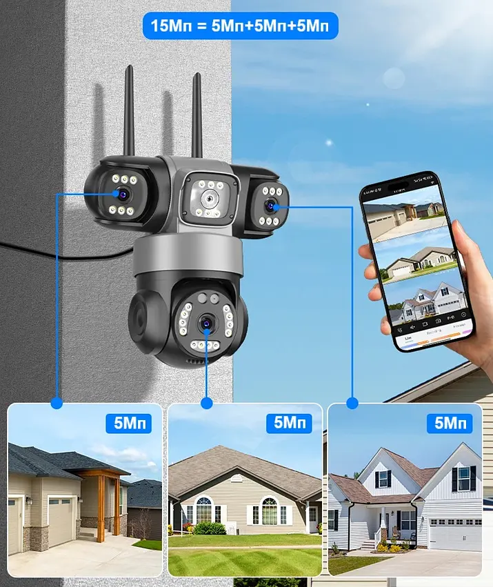 Вулична WiFi камера Besder K4QQ IcSee  15Мп  чорна 3 незалежних об'єктиви поворотні - фото 9