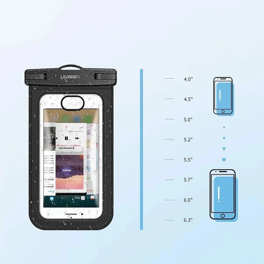 Водонепроникний чохол UGREEN Waterproof Phone Pouch Clear/Black [LP186] [69039] - фото 8