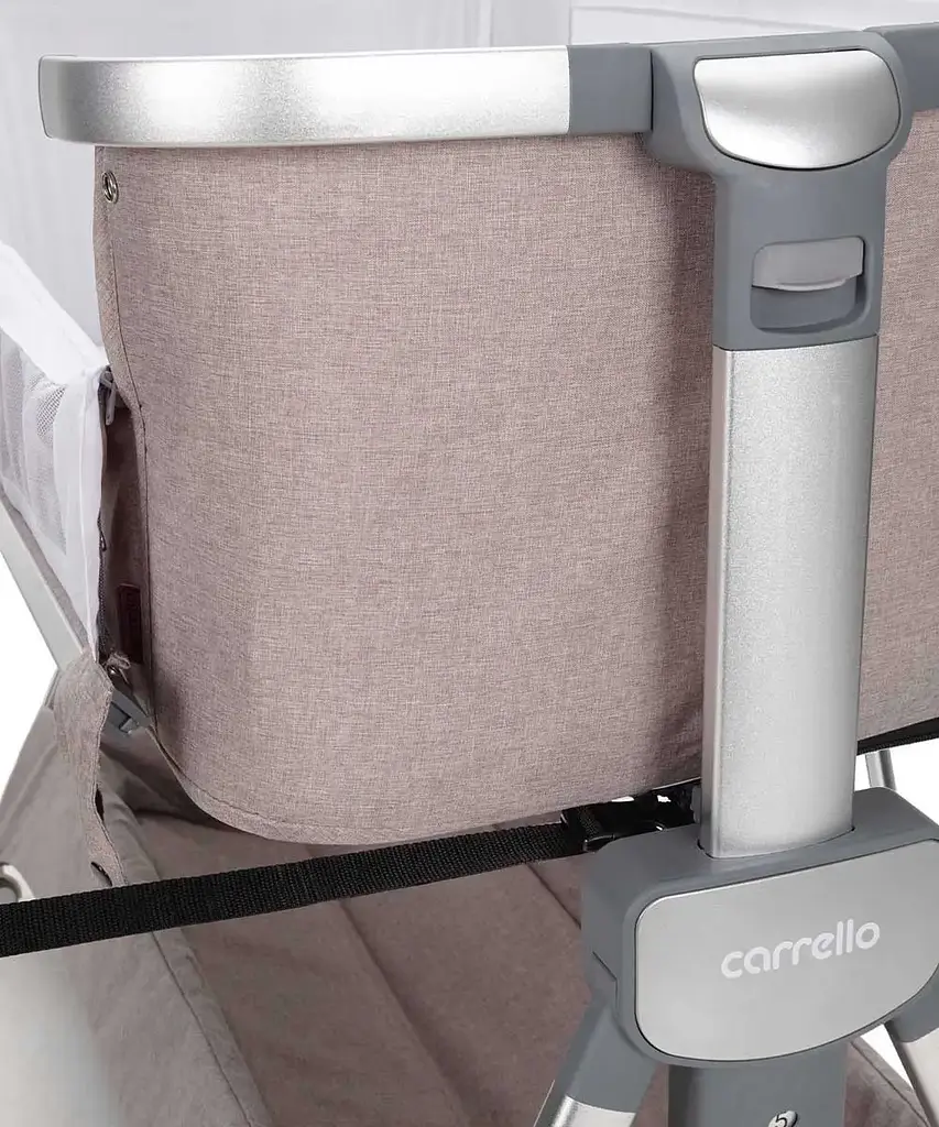 Дитяче ліжечко Carrello Aria CRL16402 Cream Beige приставне з люлькою кошиком 4 колеса метал каркас - фото 4
