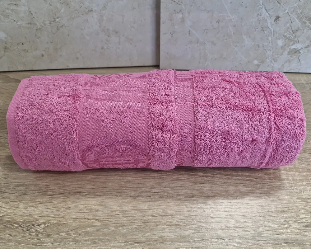 Турецький бамбуковий махровий рушник Zeron 70х140 Bamboo Pink - фото 2
