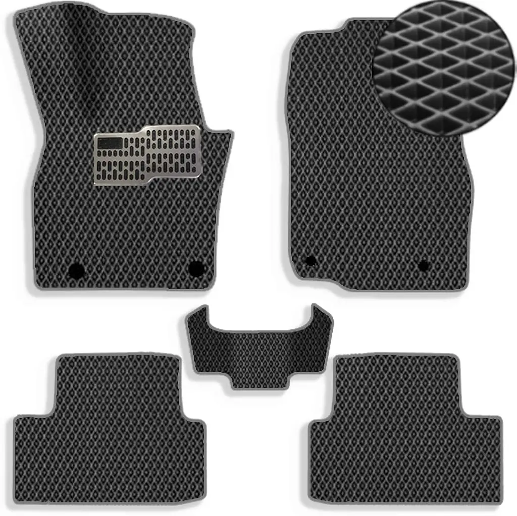 Килимки в салон 3D EVA для Mazda CX 50 2023- з підп'ятником Чорні-Сірий кант 5 шт