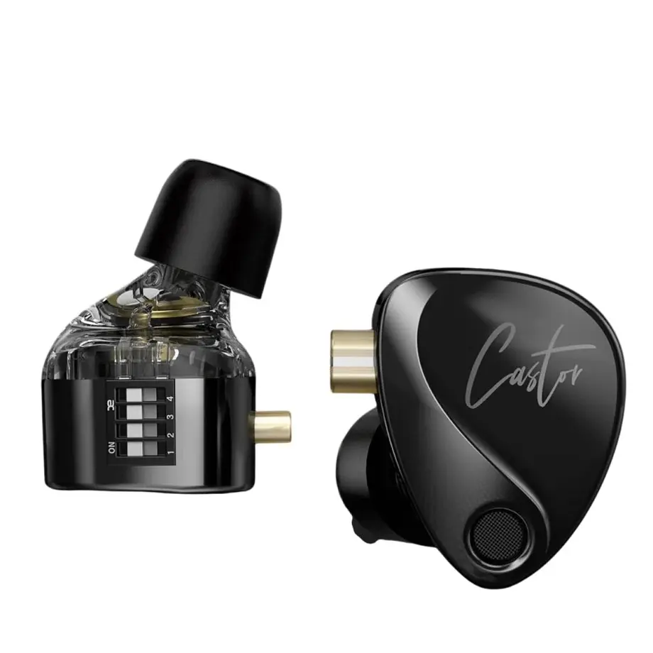 Вакуумні навушники KZ Castor Bass Hi-Fi дротові IEM з подвійним динамічним драйвером (Чорний) - фото 2