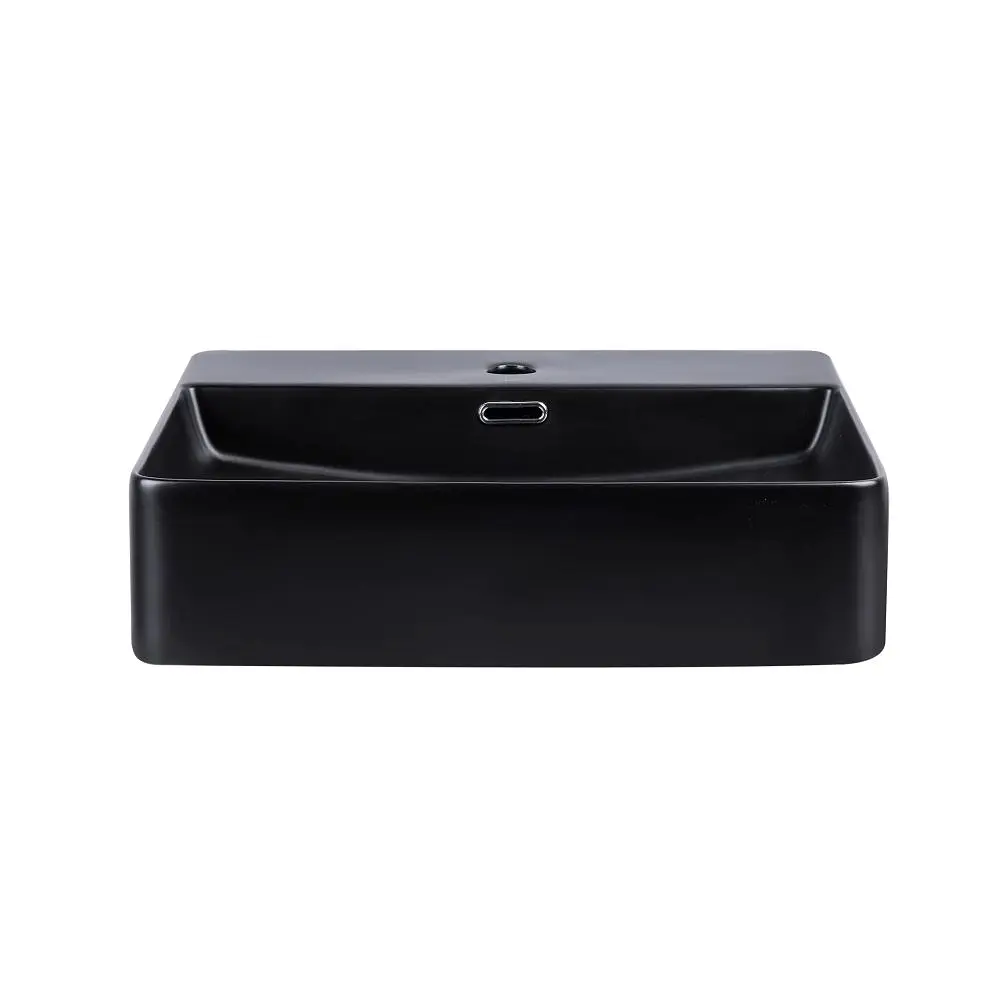 Умивальник Qtap Nando LT підвісний прямокутний 500x420x120 мм Black matt + донний клапан PU03O, Чорний матовий - фото 3