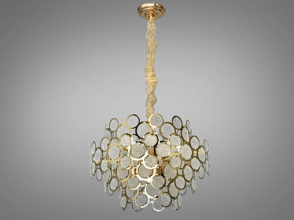 Люстра стельова Diasha 88011-500G Артишок, 9 ламп, E14, золота, круглі скляні елементи, висота 95 см, для дому - фото 2
