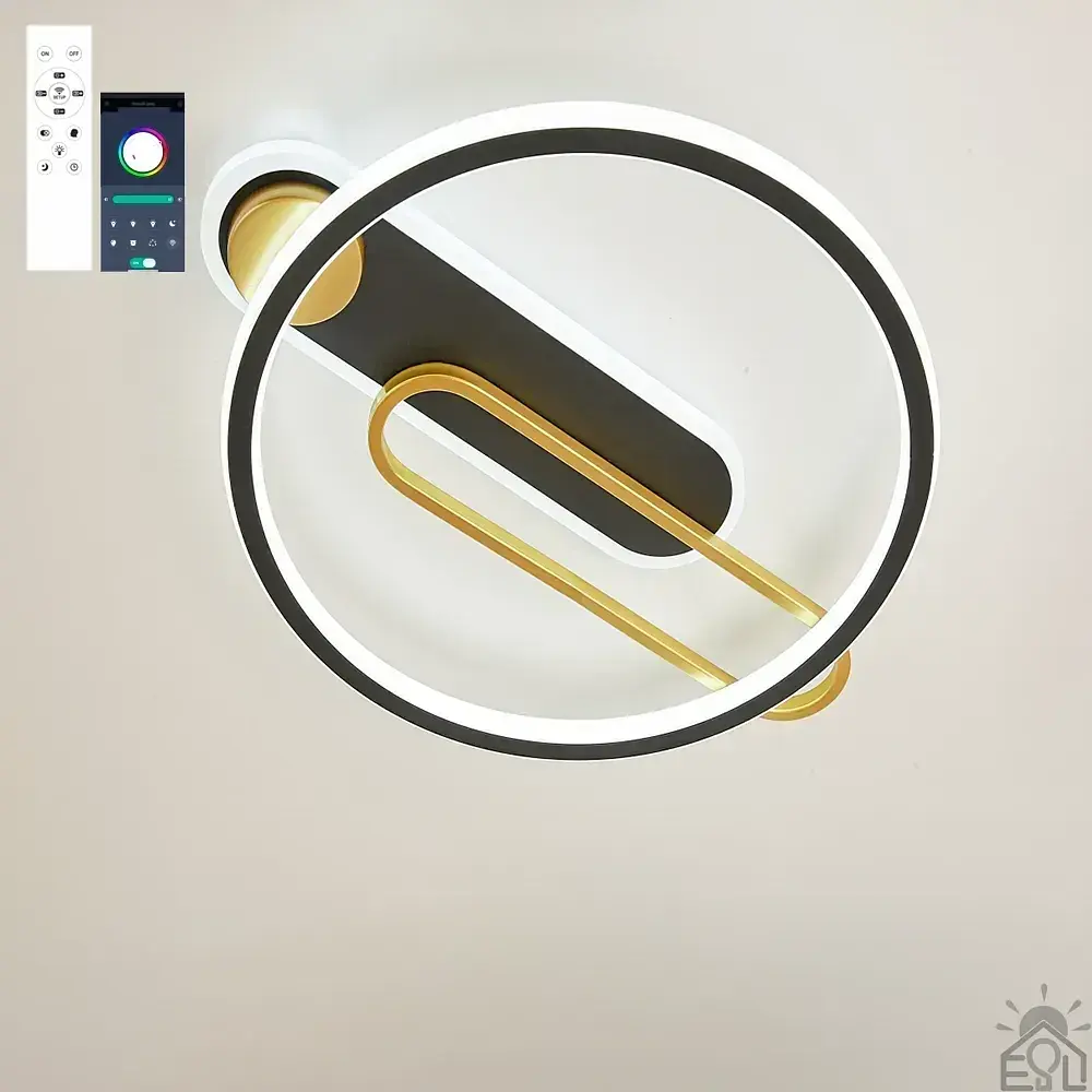 Керована світлодіодна люстра MENSOLA 80W R-APP-530х450x60-BLACK/GOLD/WHITE ESLLSE
