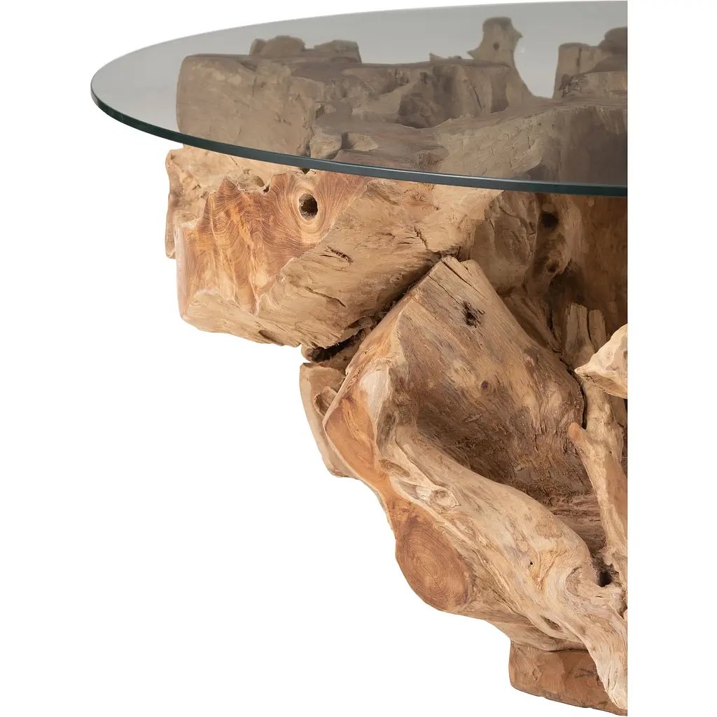 Кавовий столик J-line на великому масиві дерева ручної роботи D-100 см (20978) - фото 2