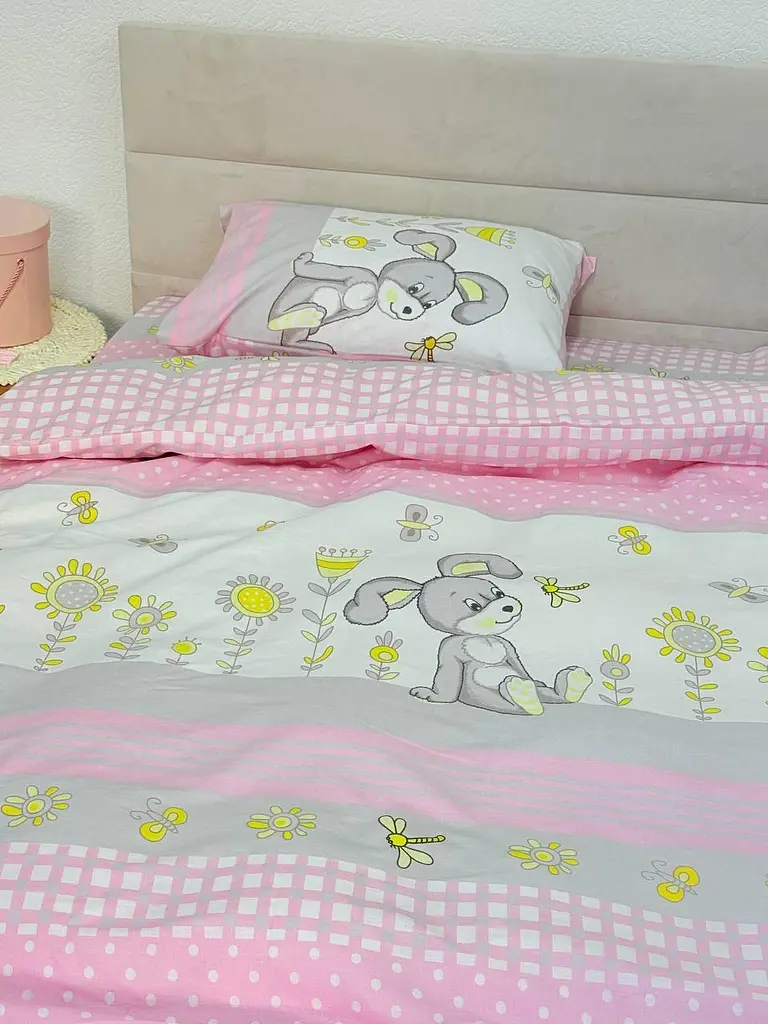 Дитячий комплект постільної білизни Ecotton 110х140 см Рожевий Зайчик (24900) - фото 8