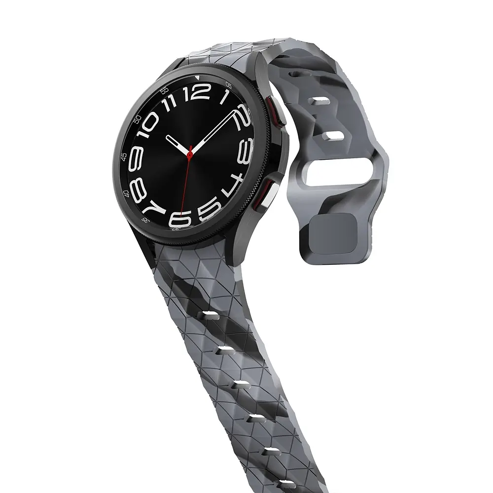 Ремінець силіконовий для Samsung Galaxy Watch 4 5 6 7 BeWatch Чорно-сірий (0140305) - фото 4