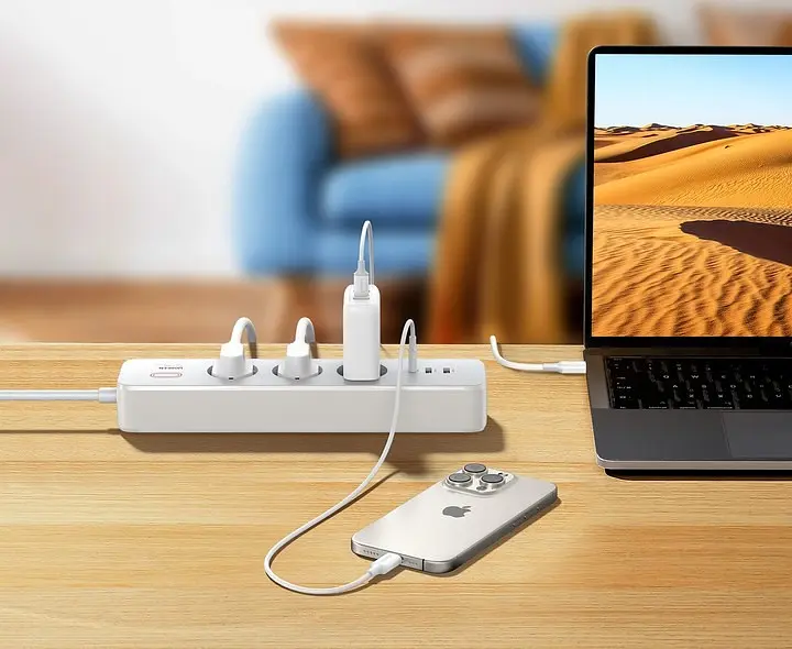 Подовжувач-зарядний пристрій Ugreen CD286 30W 3 AC Power Strip with Master Switch (25357) - фото 4