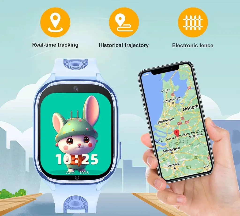 Смарт годинник дитячий D56 з підтримкою 4G SIM-карти, 1,83 дюйма дисплей, GPS + LBS + Wi-Fi відстеження, кнопка SOS, HD-камера, відеодзвінки, розумний годинник для дітей - фото 4
