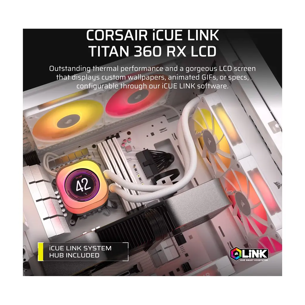 Система рідинного охолодження Corsair iCUE LINK TITAN 360 RX LCD White AIO (CW-9061026-WW) - фото 8