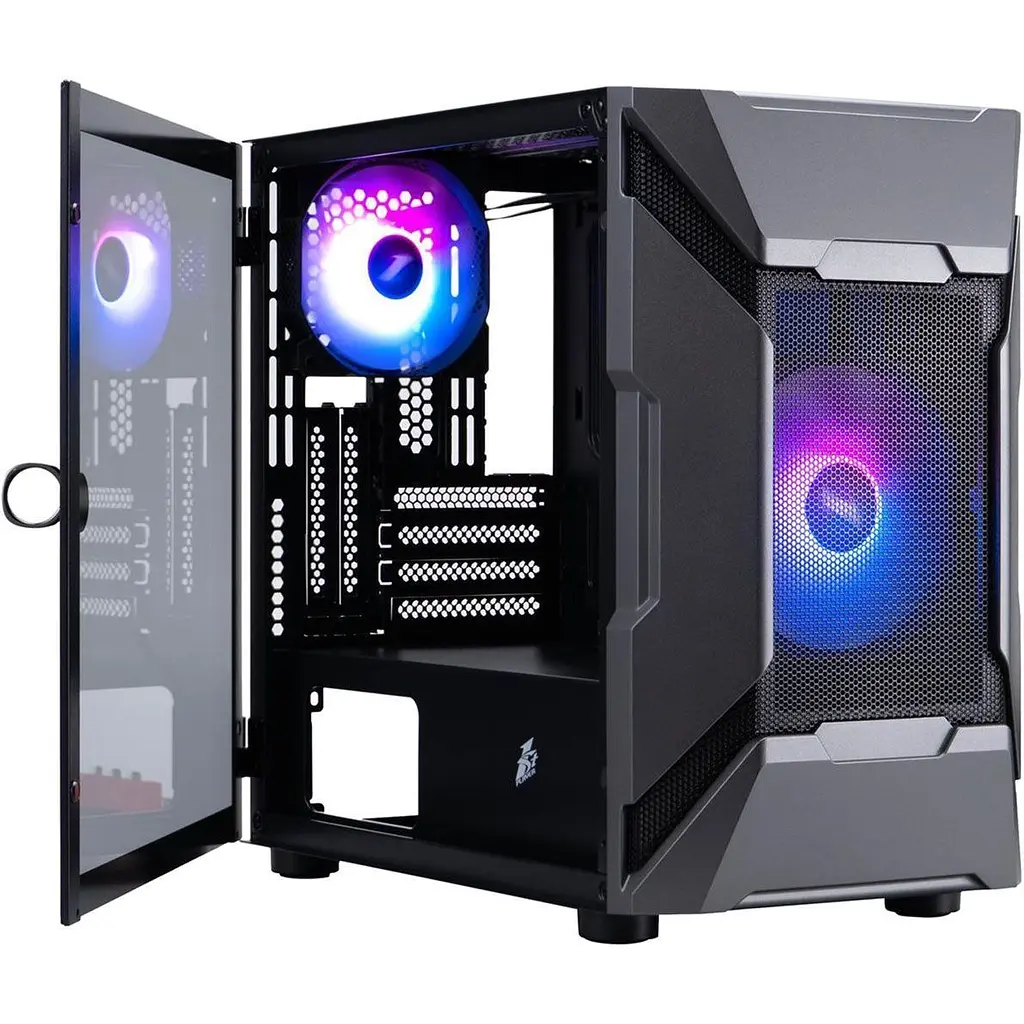 Корпус 1stPlayer D3-A-BK-1F7-14-1F7 Black [146454] - фото 2