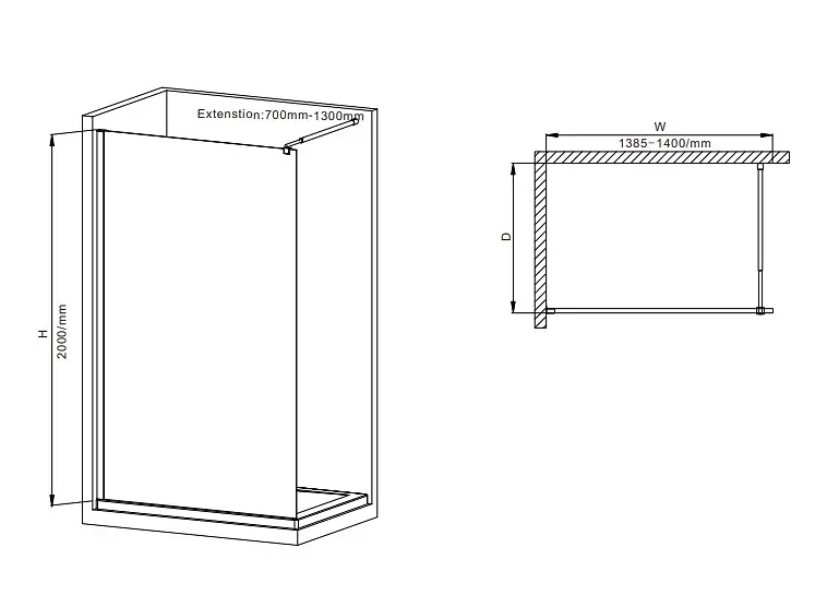 Душевая перегородка Mixxus Premium Flat SP01-140x200-TR хром Walk-In прозрачное стекло 8 мм MI6853, прозрачное, хром - фото 2