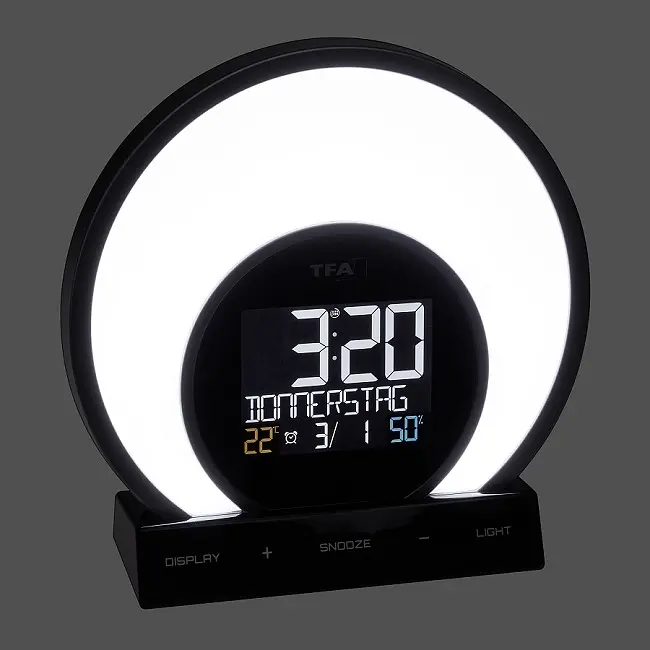 Будильник світловий з різнокольоровою підсвіткою TFA Soluna 60202601 - фото 5