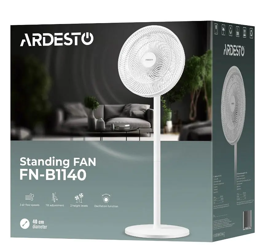 Вентилятор підлоговий Ardesto FN-B1140 55 Вт Білий (iz16854) - фото 3