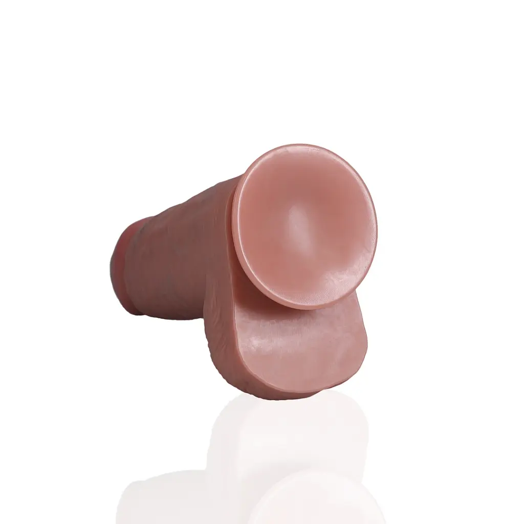 Фалоімітатор RealRock Extra Thick with Balls 10", 25.4 см (тілесний) - фото 3