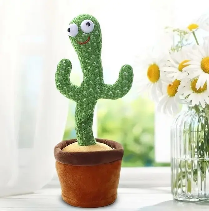 Танцюючий та співаючий кактус Dancing Cactus на 120 пісень з підсвічуванням Зелений - фото 2