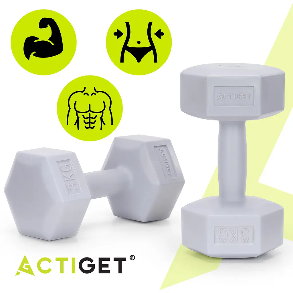 Гантелі Actiget Hex 2 x 3 кг ACT0161 Grey - фото 7