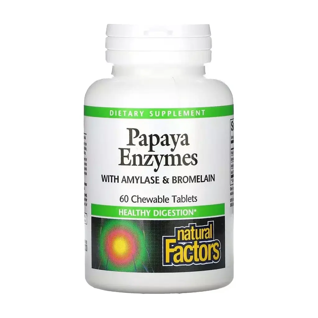 Вітамінно-мінеральний комплекс Natural Factors Ензими Папайї, Papaya Enzymes, 60 Таблеток (NFS01748)