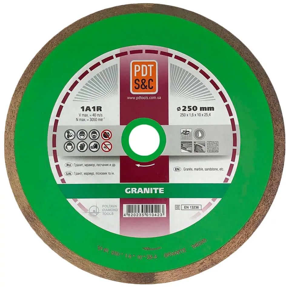 Алмазний диск по граніту PDT Granite 1A1R 250х1,6х10х25,4 мм