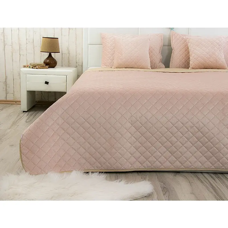 Покривало Руно двостороннє декоративне Velour Apricot ромб 180х220 см персикове - фото 3