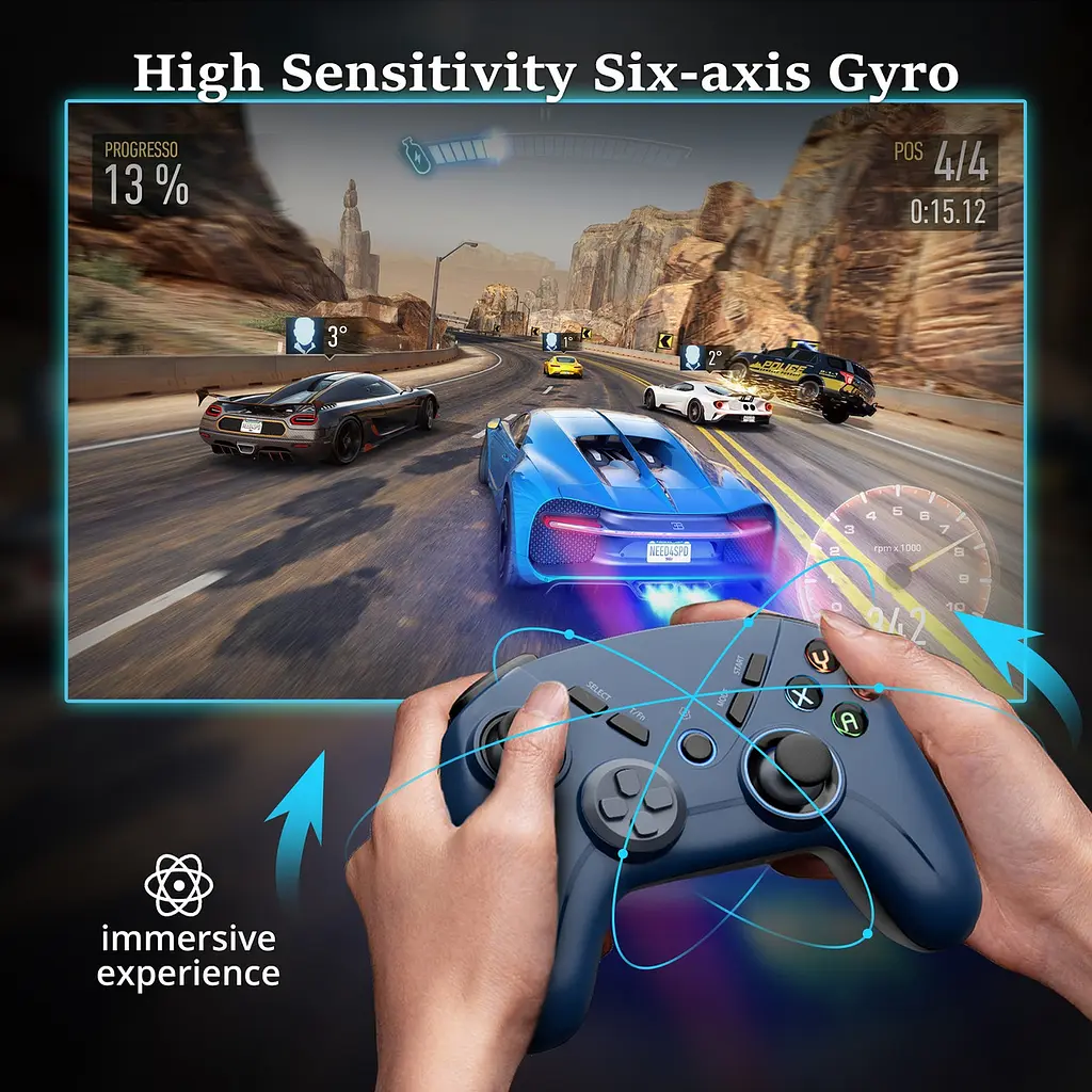 Бездротовий геймпад мультиплатформний ISHAKO AG39 для Nintendo Switch PC Android та iOS темно синій (SKU-152) - фото 5