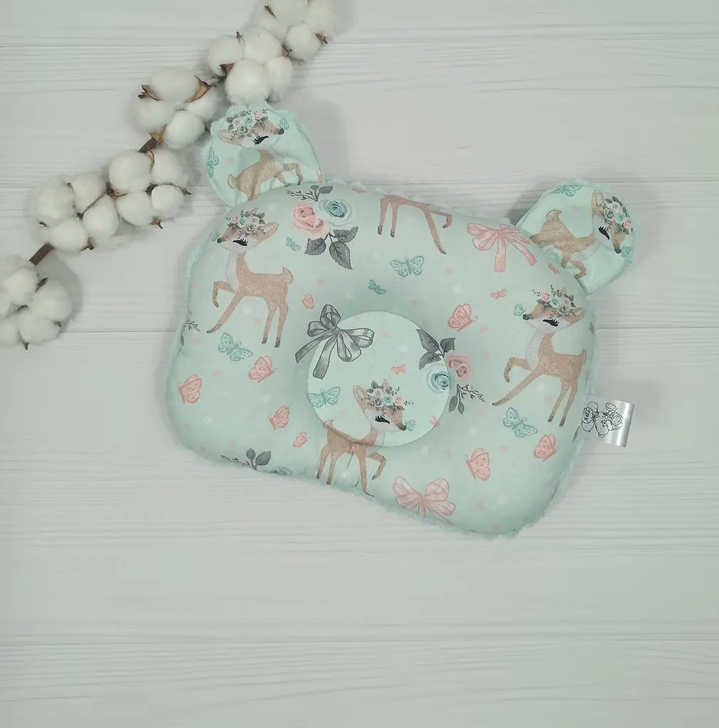 Дитяча ортопедична подушка 24×32 для новонароджених a.l.babybox М'ятні козулі М'ятний