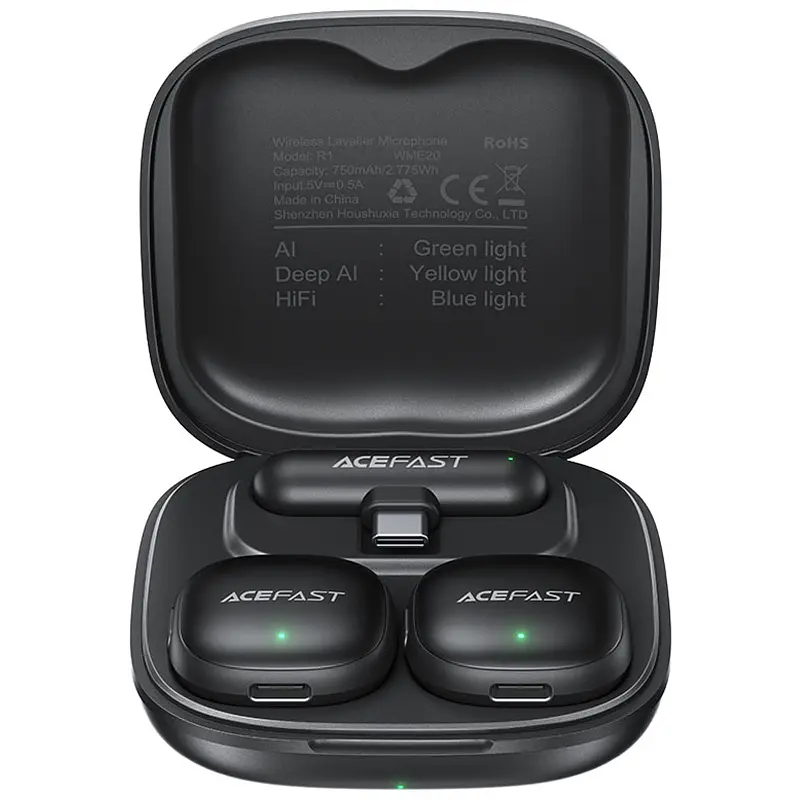 Петличний бездротовий мікрофон R1 Type-C Black Acefast teh0029552