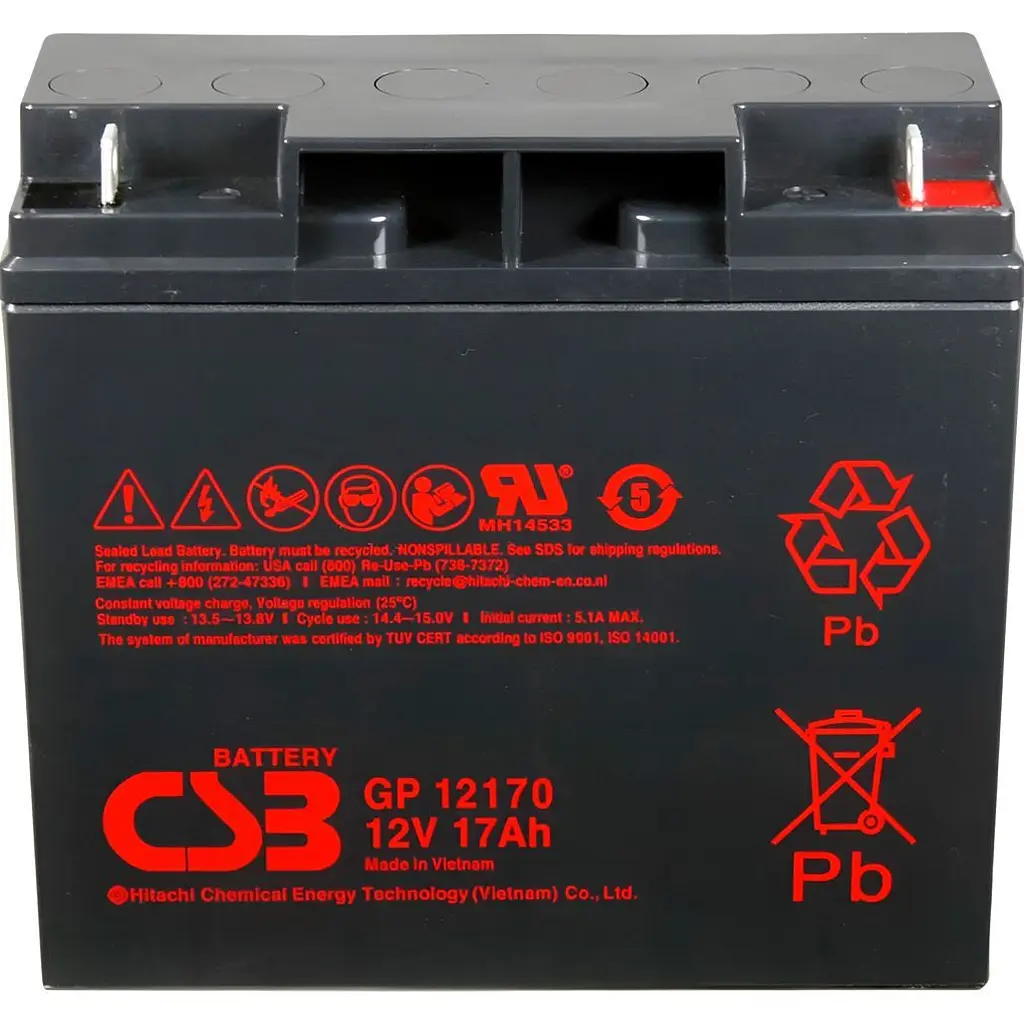 Акумулятор CSB AGM 12V [12V/17Ah/204Wh] [GP12170] [112283] - фото 2