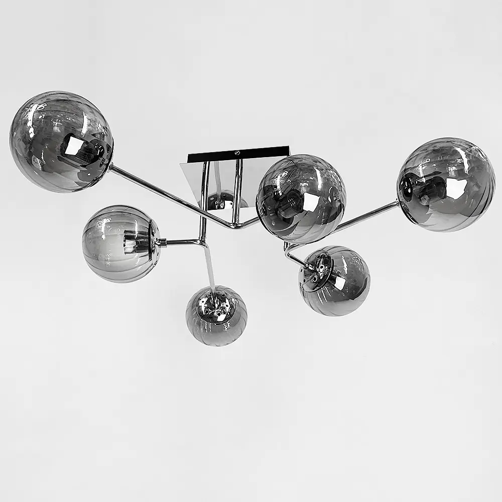 Современная потолочная люстра в хроме на 6 графитовых плафонов Line.F 2693/6 (new) CH+GR - фото 4