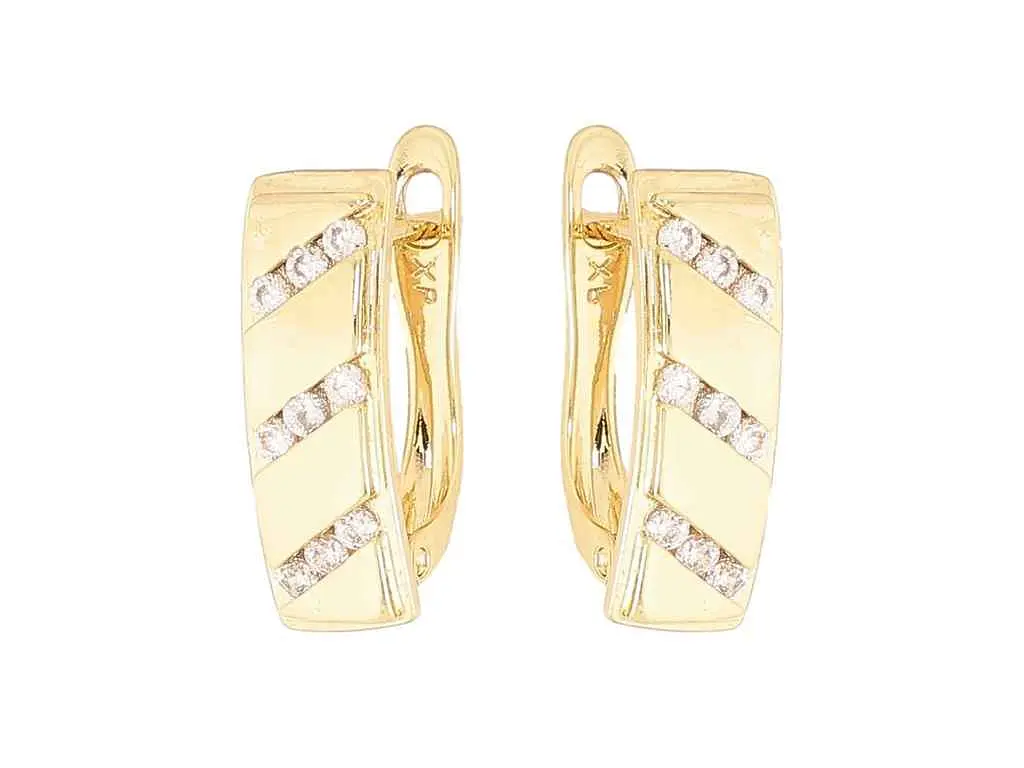 Сережки Xuping англійська застібка Позолота 14K "Візерунок з кристалами" 1,6см (334325)