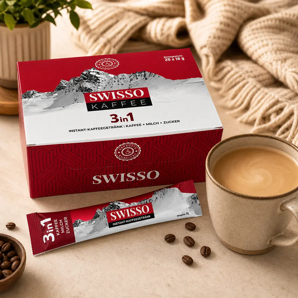 Кава розчинна Swisso Kaffee 3в1 кава молоко цукор у стіках 20 х 18 г - фото 5