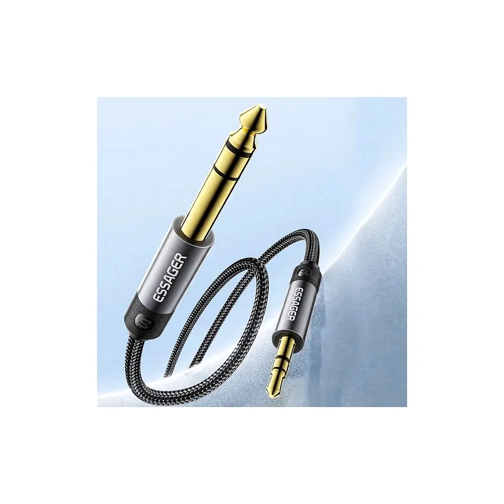 Кабель мультимедійний Essager 3.5 mm M - 6.35 mm M чорний 1.2 м (EYPMM-XL0G-P) - фото 5