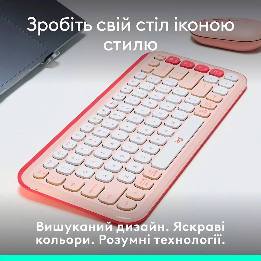 Клавіатура Logitech POP Icon Keys Bluetooth UA Rose (920-013073) [120870] - фото 7