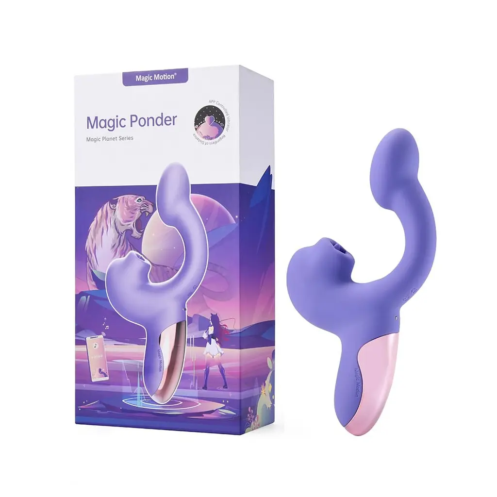 Смарт-вібратор Magic Motion Ponder Purple, подвійна стимуляція, віброяйце+язичок для клітора - фото 6