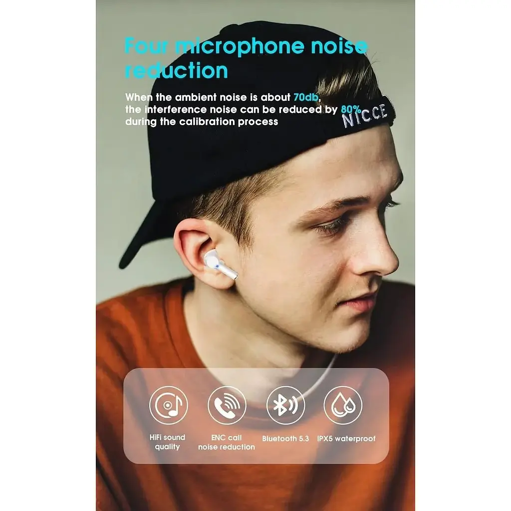 Бездротові навушники Yornova Bluetooth 5.3 з шумопоглинанням IPX5 - фото 3