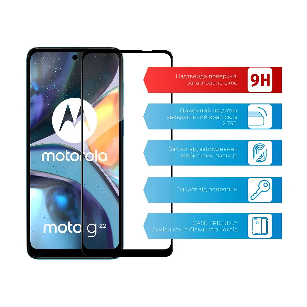 Скло захисне ACCLAB Full Glue MOTO G22 (1283126542206) - фото 2