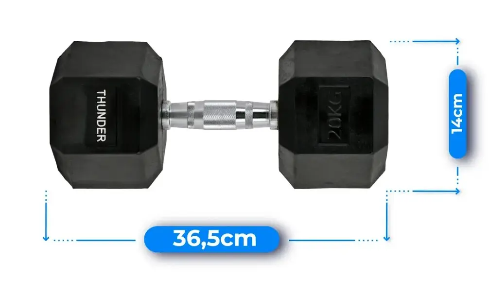 Гантель шестигранная Thunder 20 кг (HEXAGONAL-DUMBBELLS-20KG) - фото 3