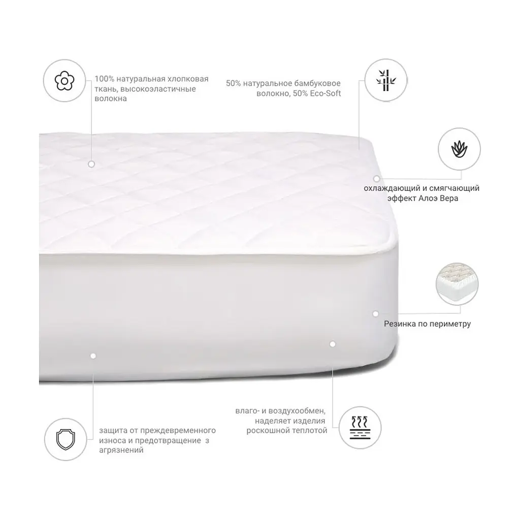 Наматрацник MirSon Natural Line Стандарт Bamboo Aloe Vera 970 120x190 см (2200000836823) - фото 3