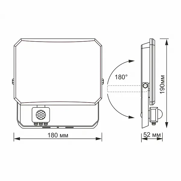 LED прожектор VIDEX F3 50W 5000K с датчиком движения 220V Black (VLE-F3-0505B-S) - фото 6