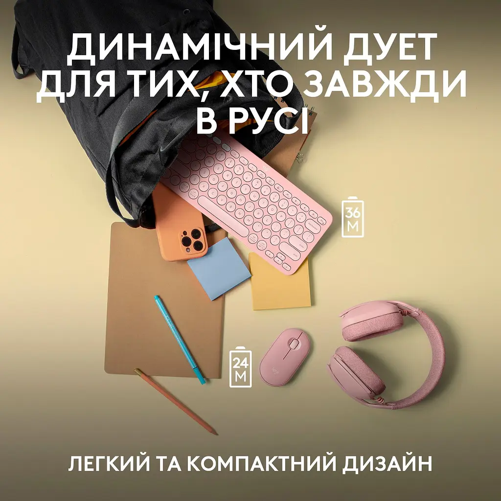 Комплект (клавіатура + миша) Logitech Pebble 2 Combo Rose (920-012241) UA [141508] - фото 14