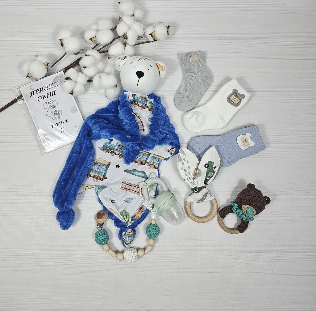 Букет з пелюшок для немовлят A.L.Babybox Потяг 16 од. Синій (BU 24365651) - фото 10